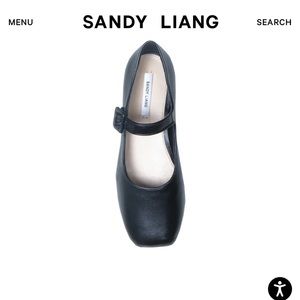 Brand new in box Sandy Liang Mary Jane pointe shoe in black leather - size 39
